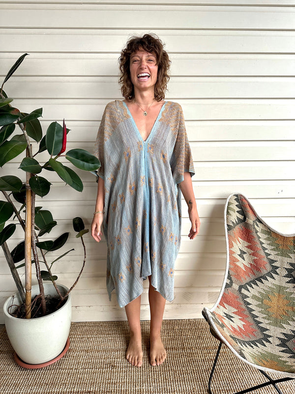 *Sale* SO- HUIPIL Kaftan Dress Indigo + Mahogany