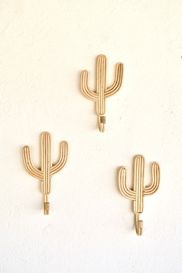 Rattan Cactus Wall Hooks