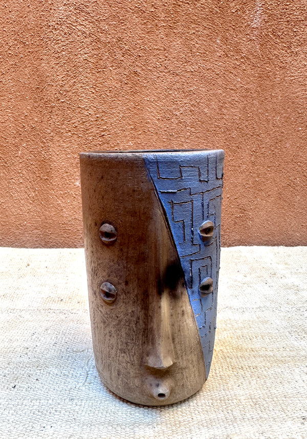 OAX Face Mug/Vase - Tall Blue Triangle