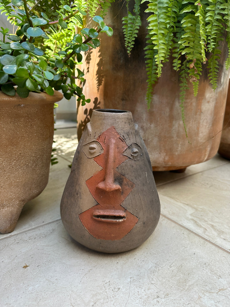 OAX Rust ZigZag Face Vase