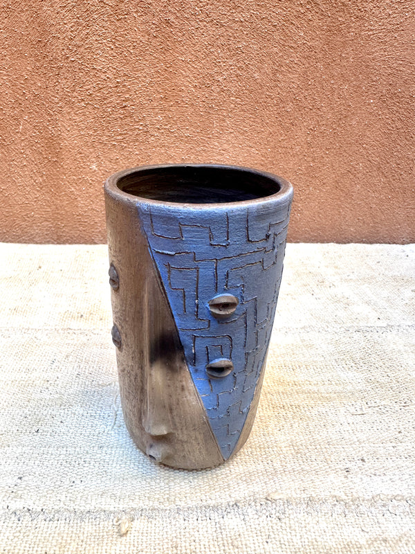 OAX Face Mug/Vase - Tall Blue Triangle