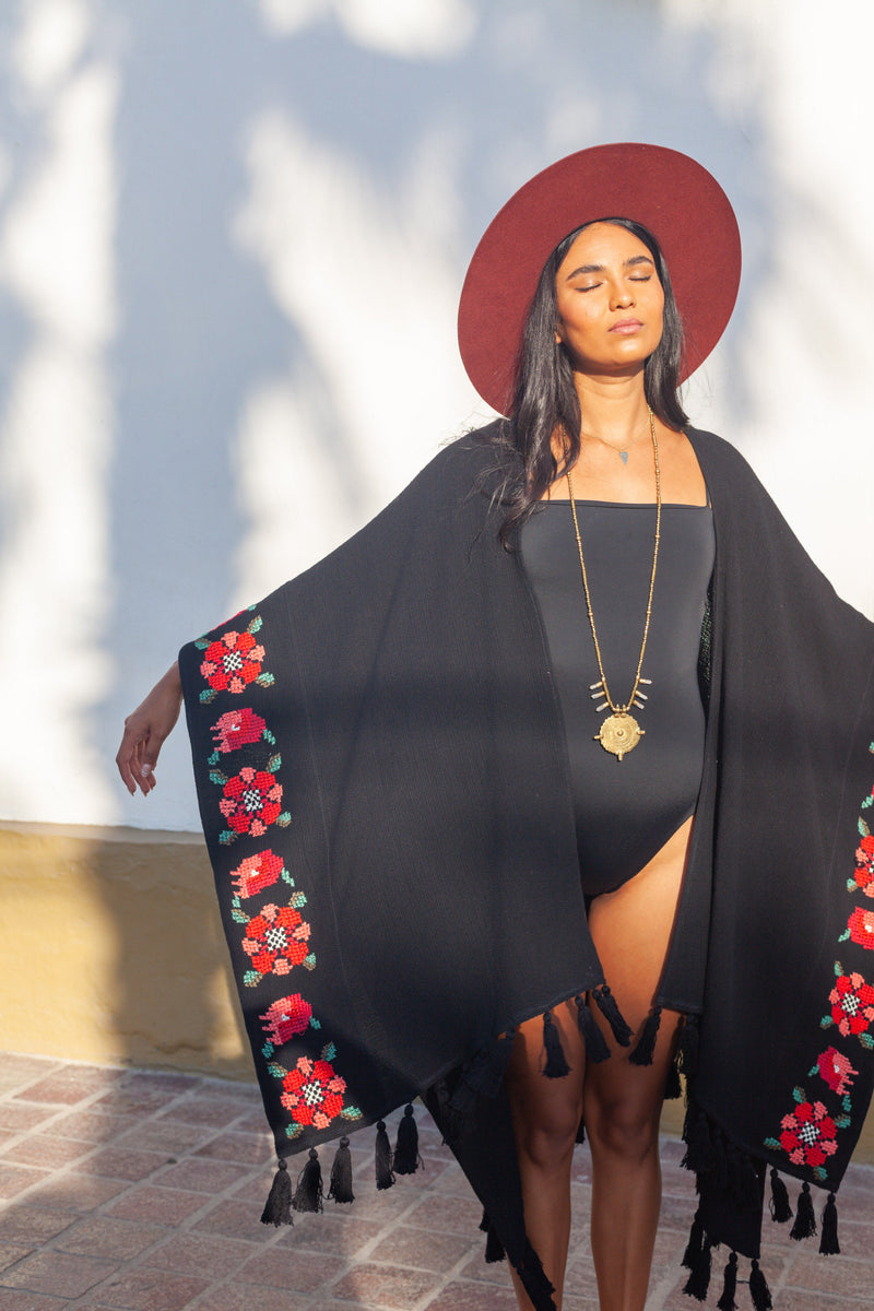 LT Frida Embroidered Poncho