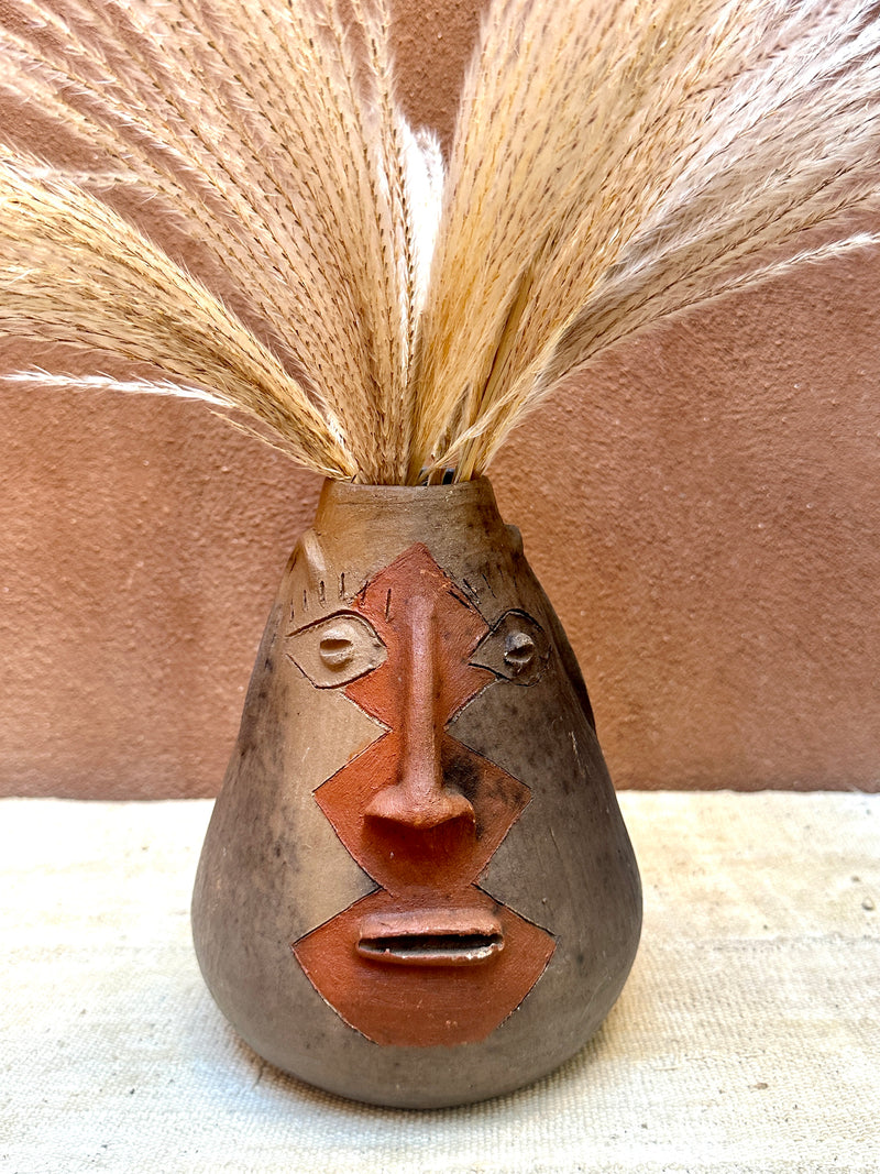 OAX Rust ZigZag Face Vase