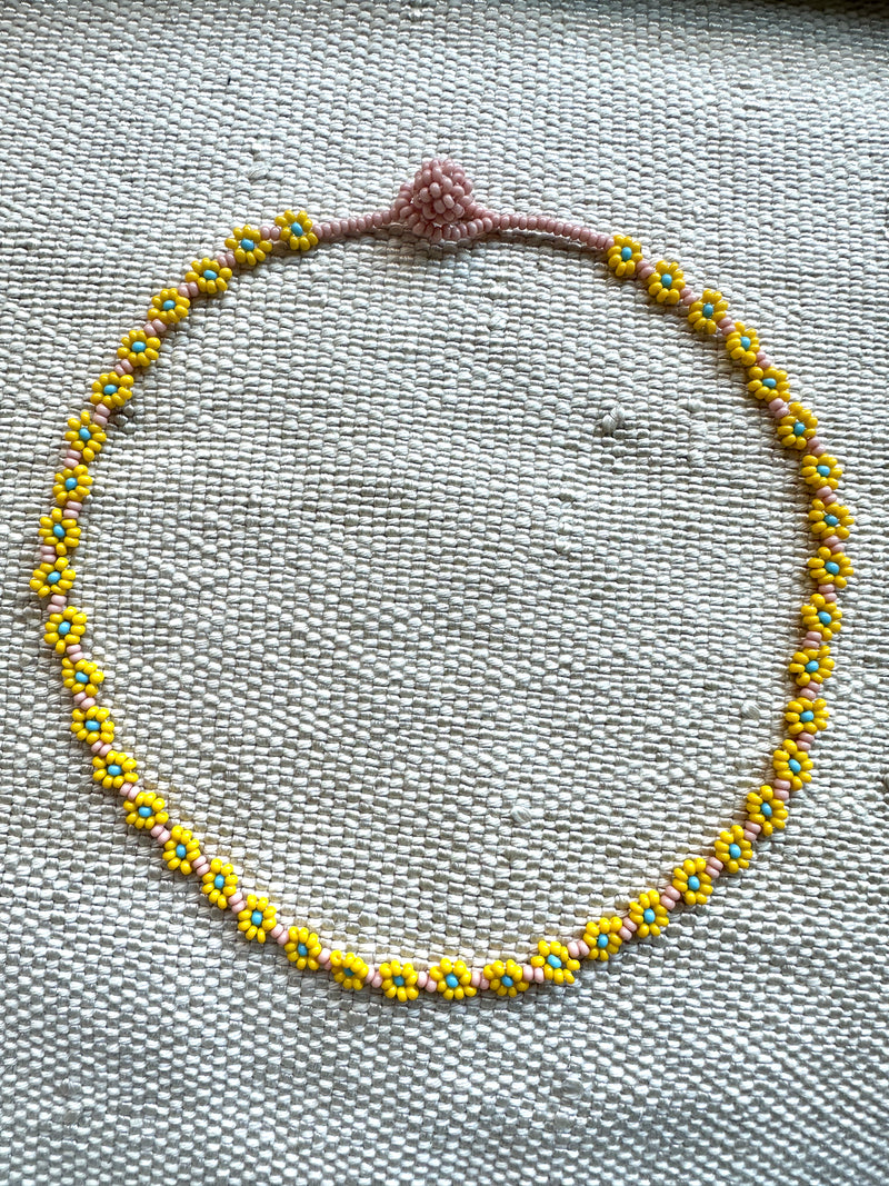 Beaded Solid Daisy Necklace +