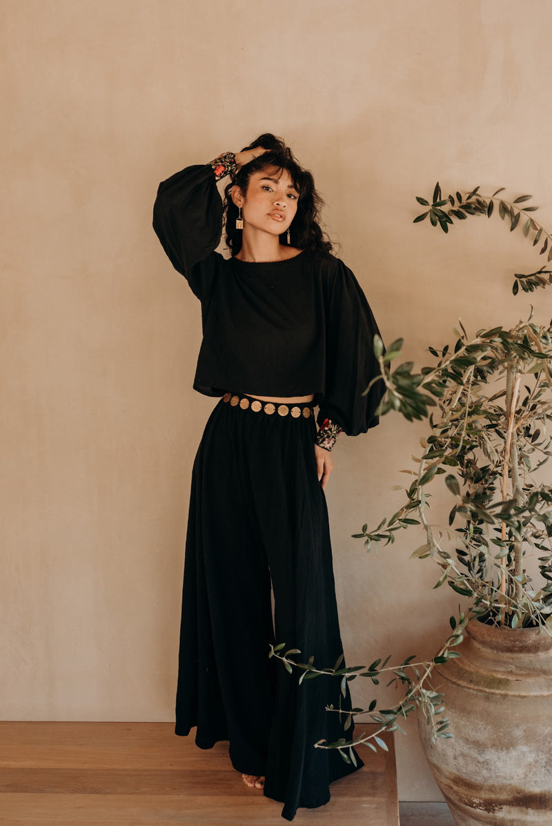 TWR Iris Raw SILK Embroidered Top