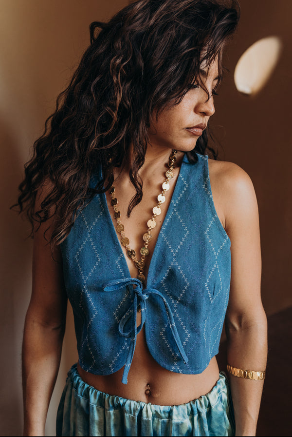 Ottway Denim Laced Vest O/S