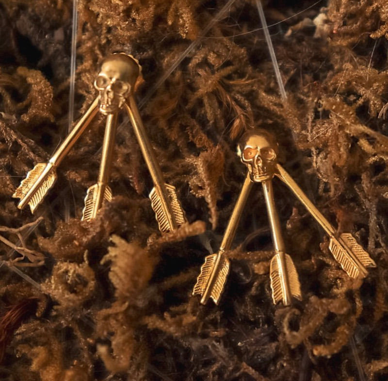 Avocet Skull + Bow Earrings