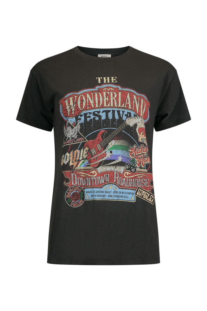 Spell Wonderland Biker Tee - Charcoal