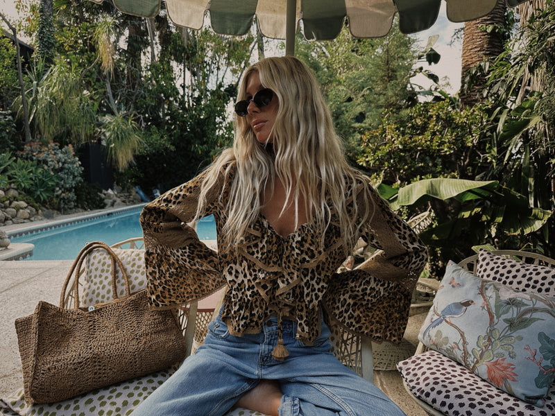 Spell Samantha Lace Frill Blouse - Leopard