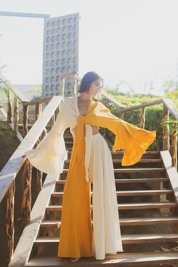 AC Wide Leg Pant - Yellow/Cream