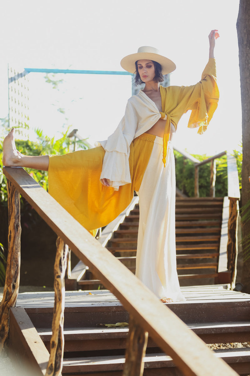 AC Wide Leg Pant - Yellow/Cream