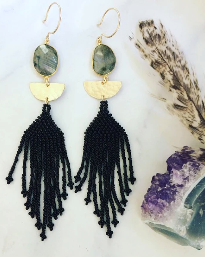 NAV Black Beaded Earrings + more