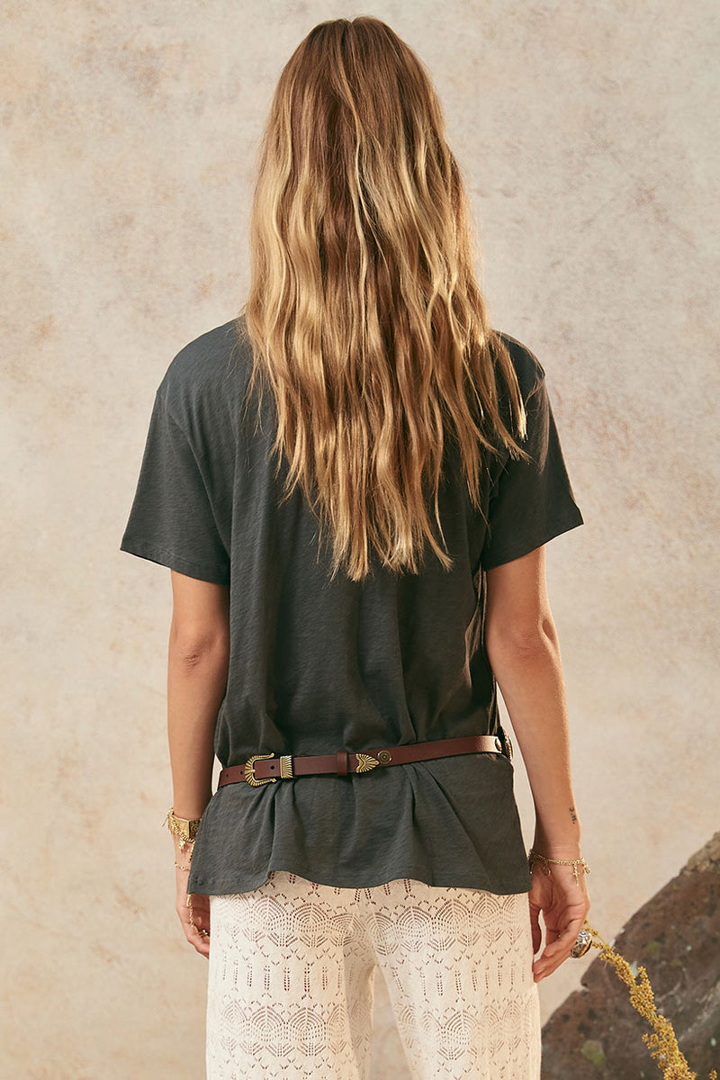 Spell Elysian Biker Tee - Charcoal
